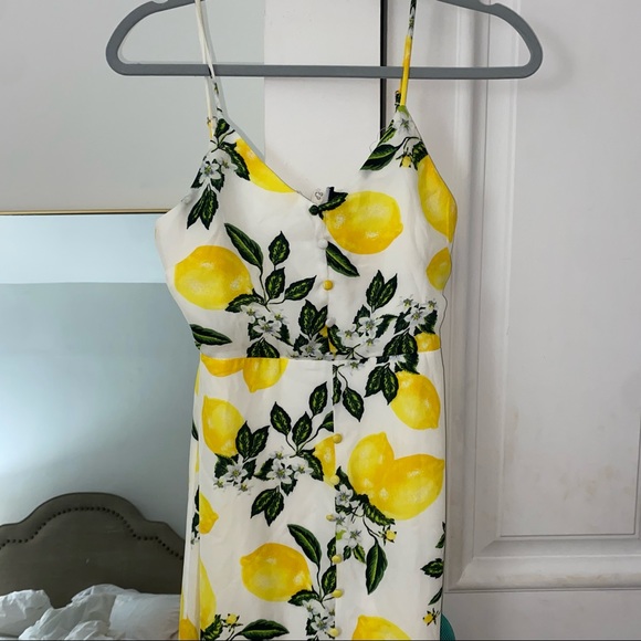 Lulus Afternoon Air Yellow Lemon Print High-Low Midi Dress - Picture 9 of 9